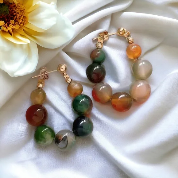 Colorful beaded earrings - Picture 2 of 14